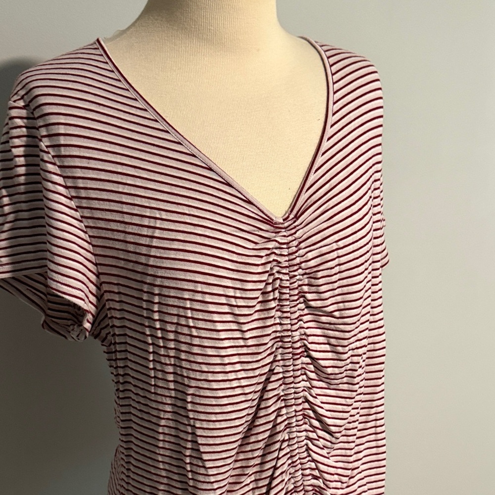 Striped V-Neck Ruched Top - Picture 3 of 6